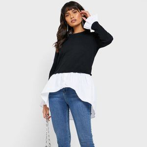ASOS QED London 2-in-1 sweater shirt in black sz8